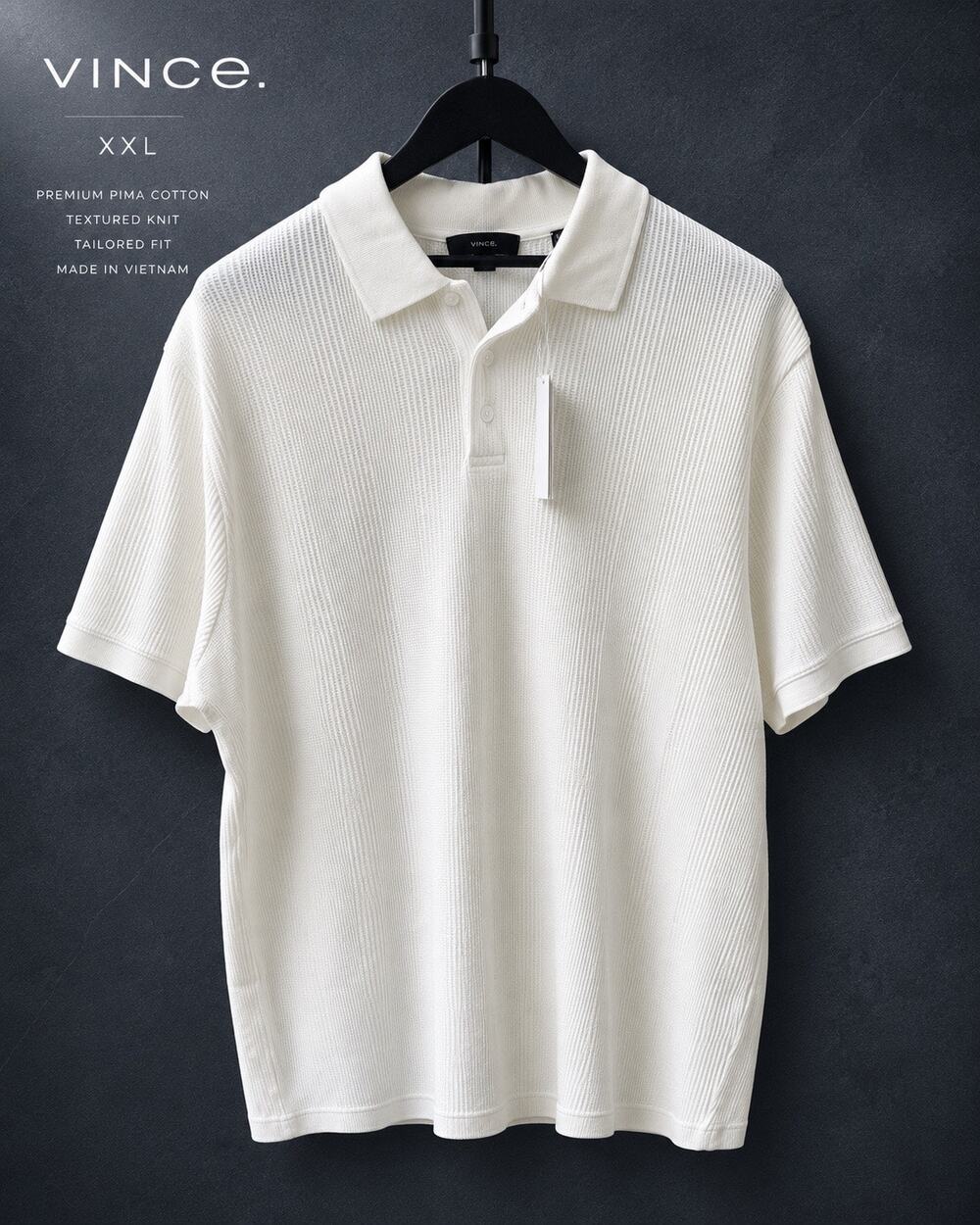 Vince NWT XXL Off White Textured Knit Polo Shirt $168